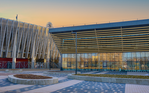 The facade of Daugava stadium hockey arena | Pipelife