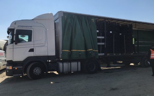 A truck transporting Stormbox E soakaway crates to the installation site | Pipelife