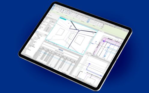 Siphonic roof drainage system BIM planning on the tablet device